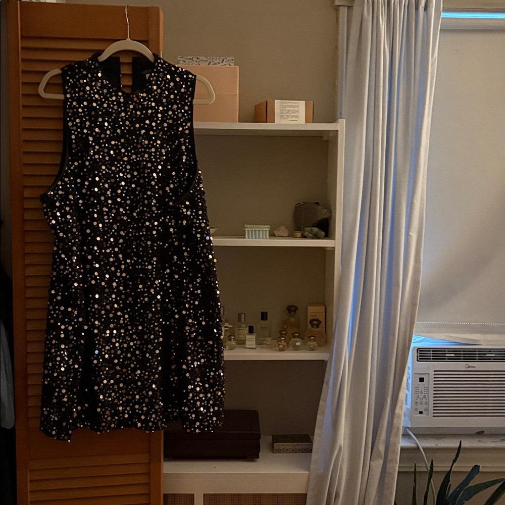 VENUS Chocolate Brown Dress with Gold Sequins